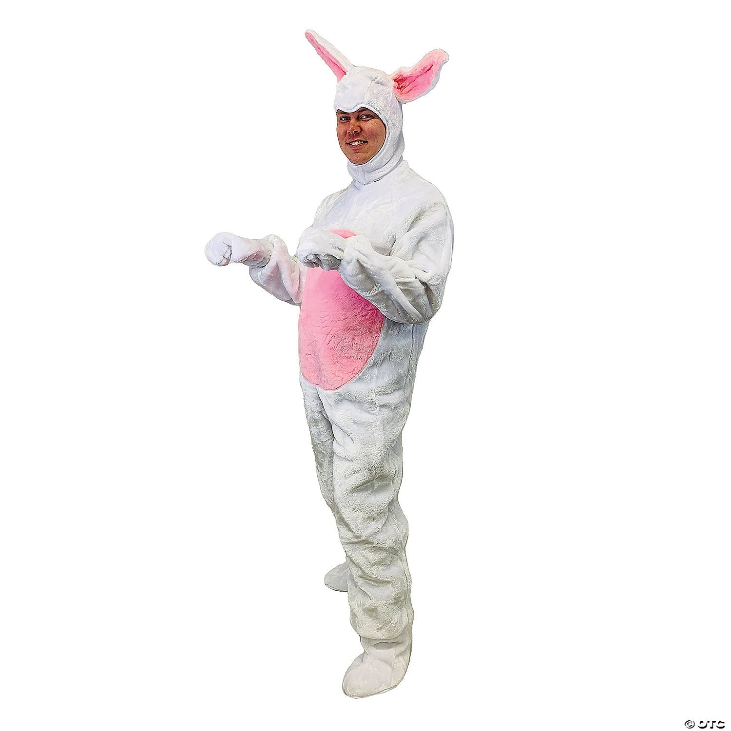 adult white easter bunny suit with bunny hood costume   medium~ae1092md