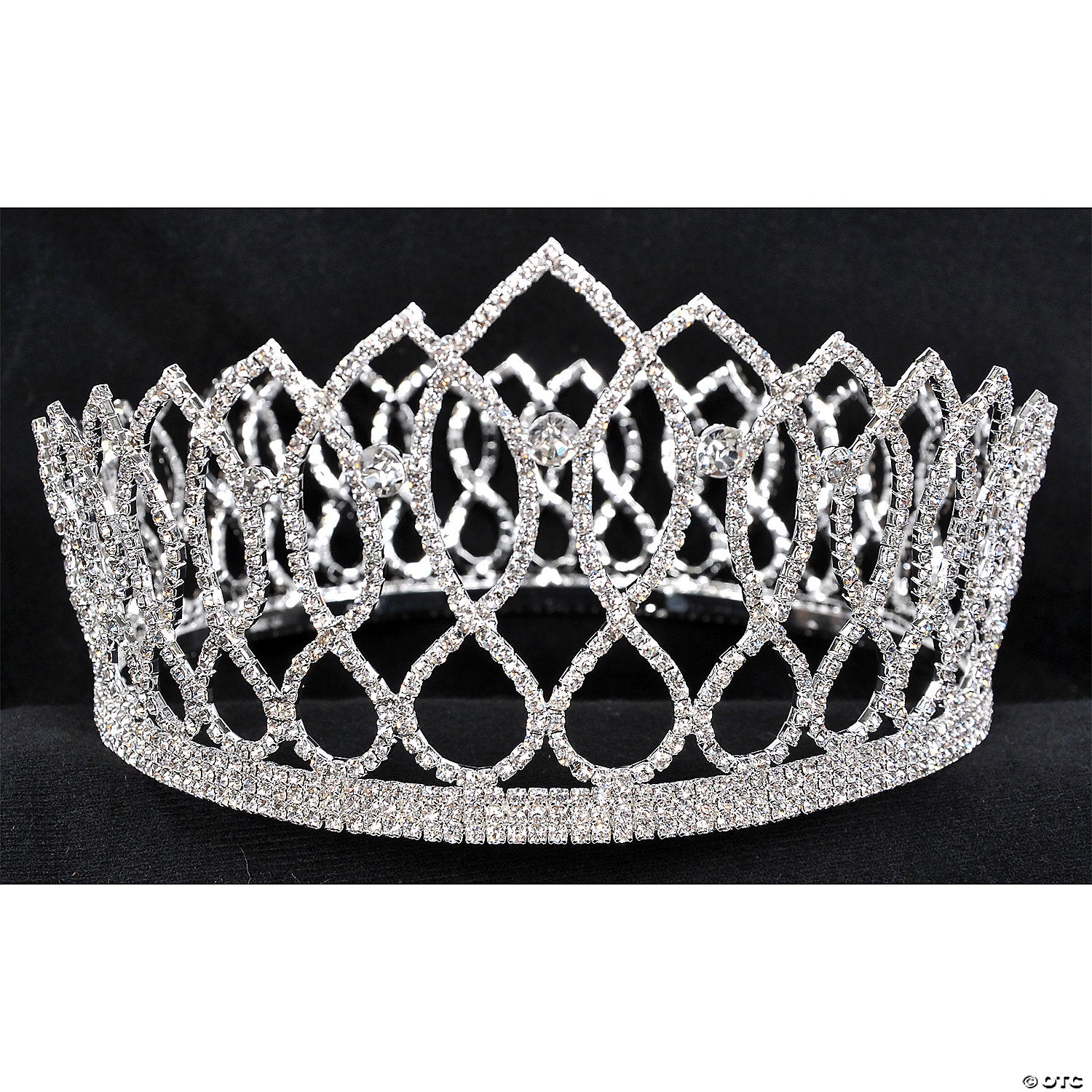 adults silver crown with rhinestones~gb54