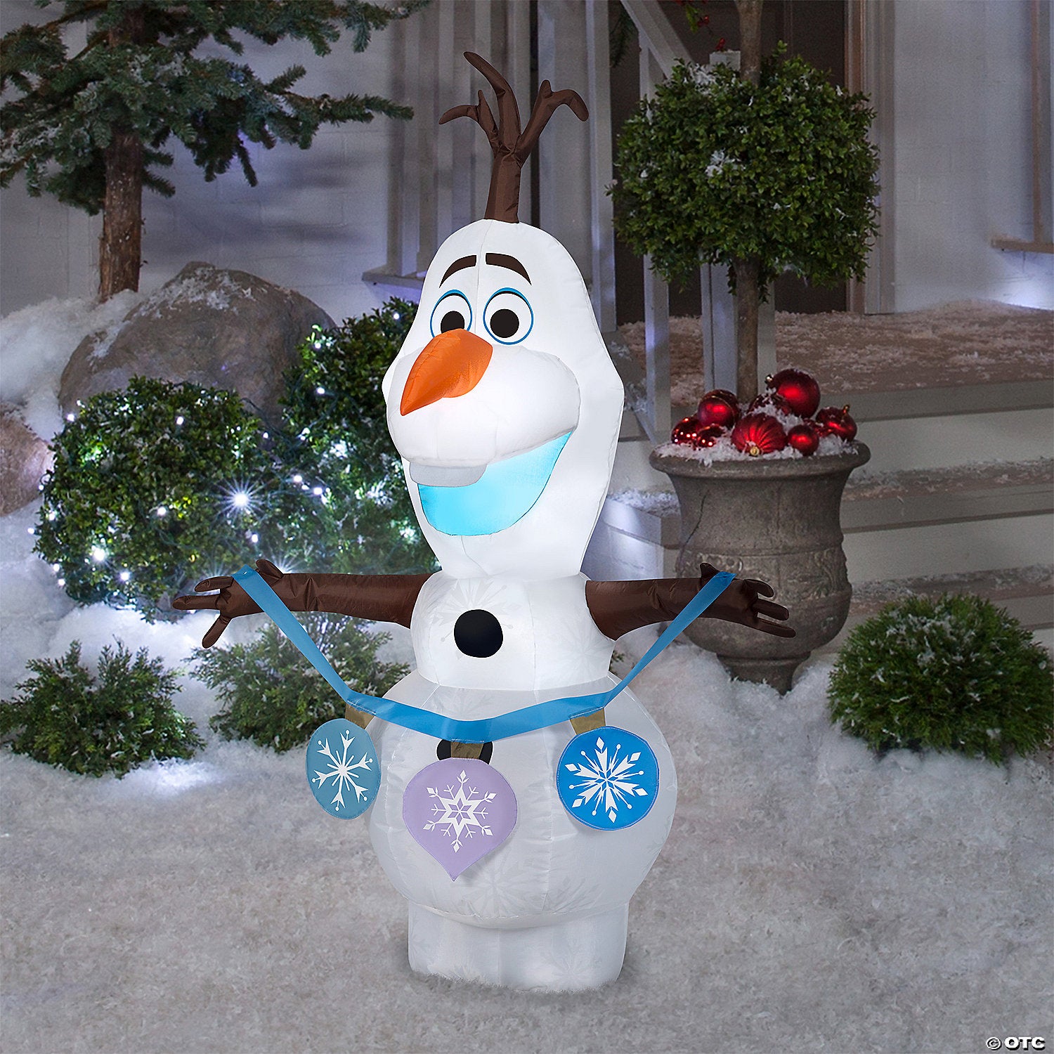 4 ft  blow up inflatable frozen olaf with ornaments with built in led lights outdoor yard decoration~ss119003g-a02
