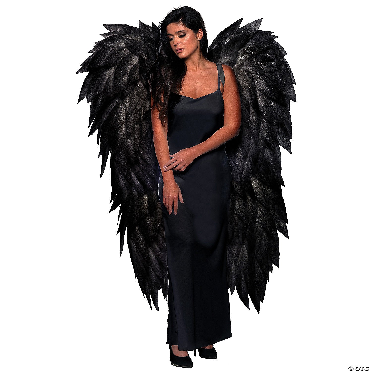 58  full length featherless black angel wings~ur30679bk