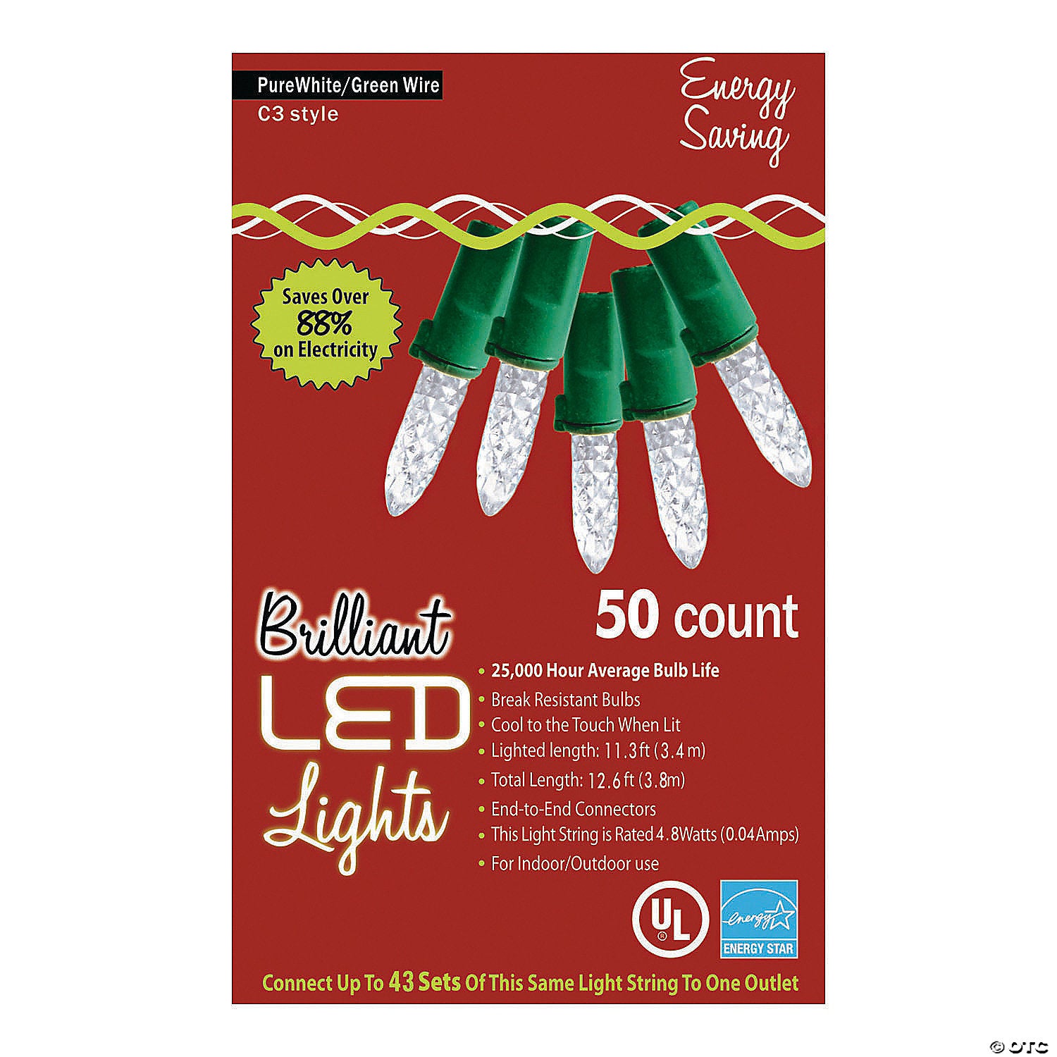50 count c3 led clear holiday string lights~ma944
