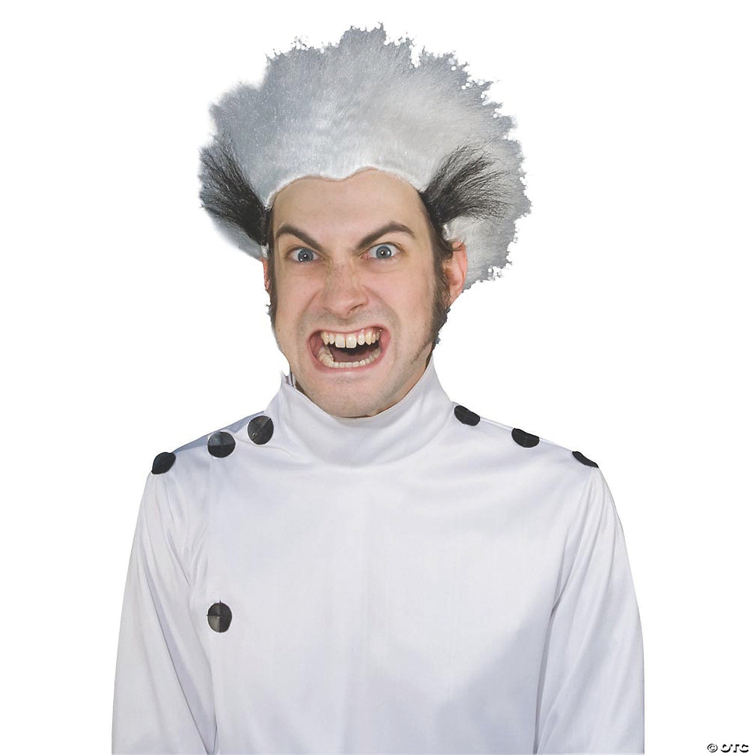 adults white with black streaks mad science wig~mr178044
