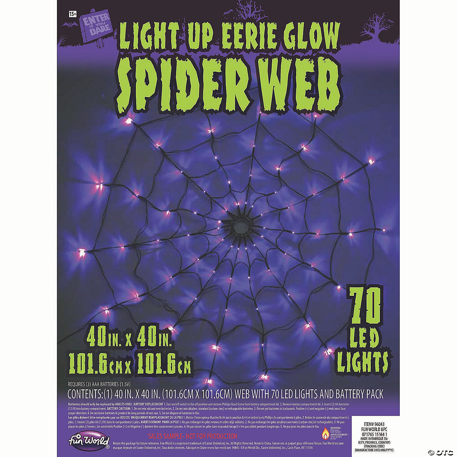 40  led light up purple spider web halloween decoration~fw96043p