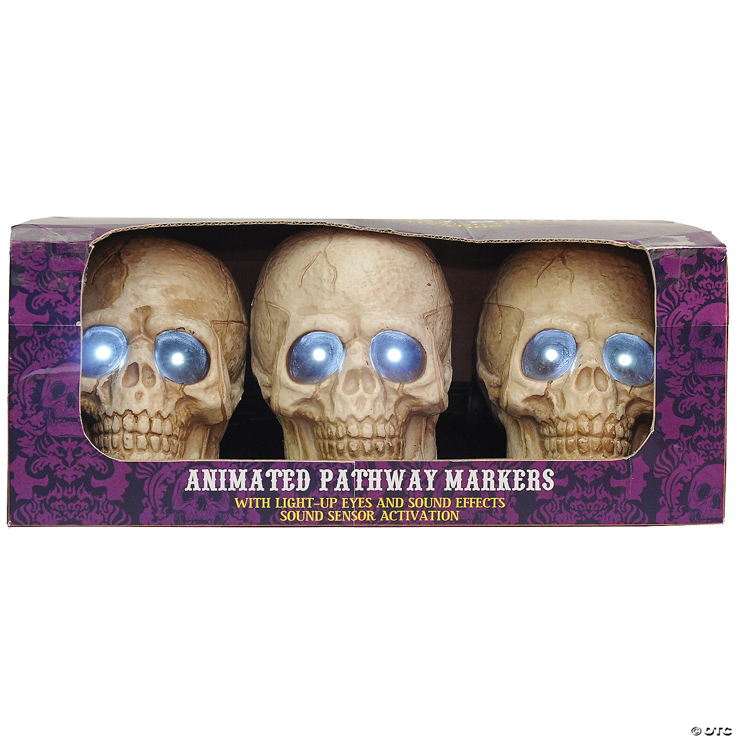 lighted skull pathway markers decoration   set of 3~mp27880c-a01