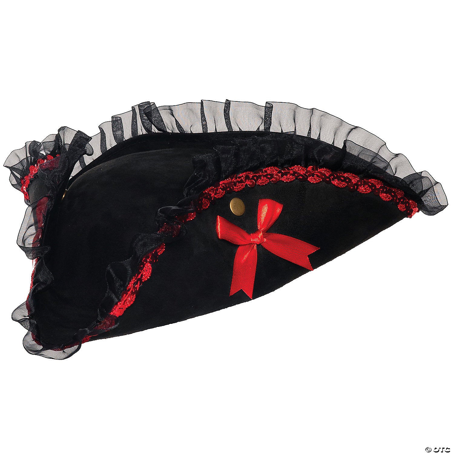 adults black & red tricorne hat~ur30574