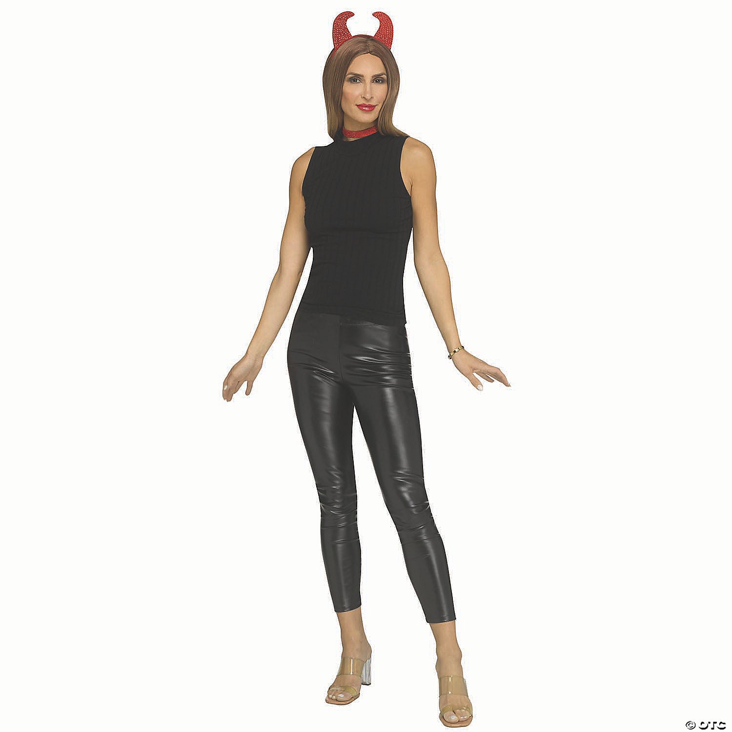 adults red rhinestone bling horns headband costume accessory~fw96891r