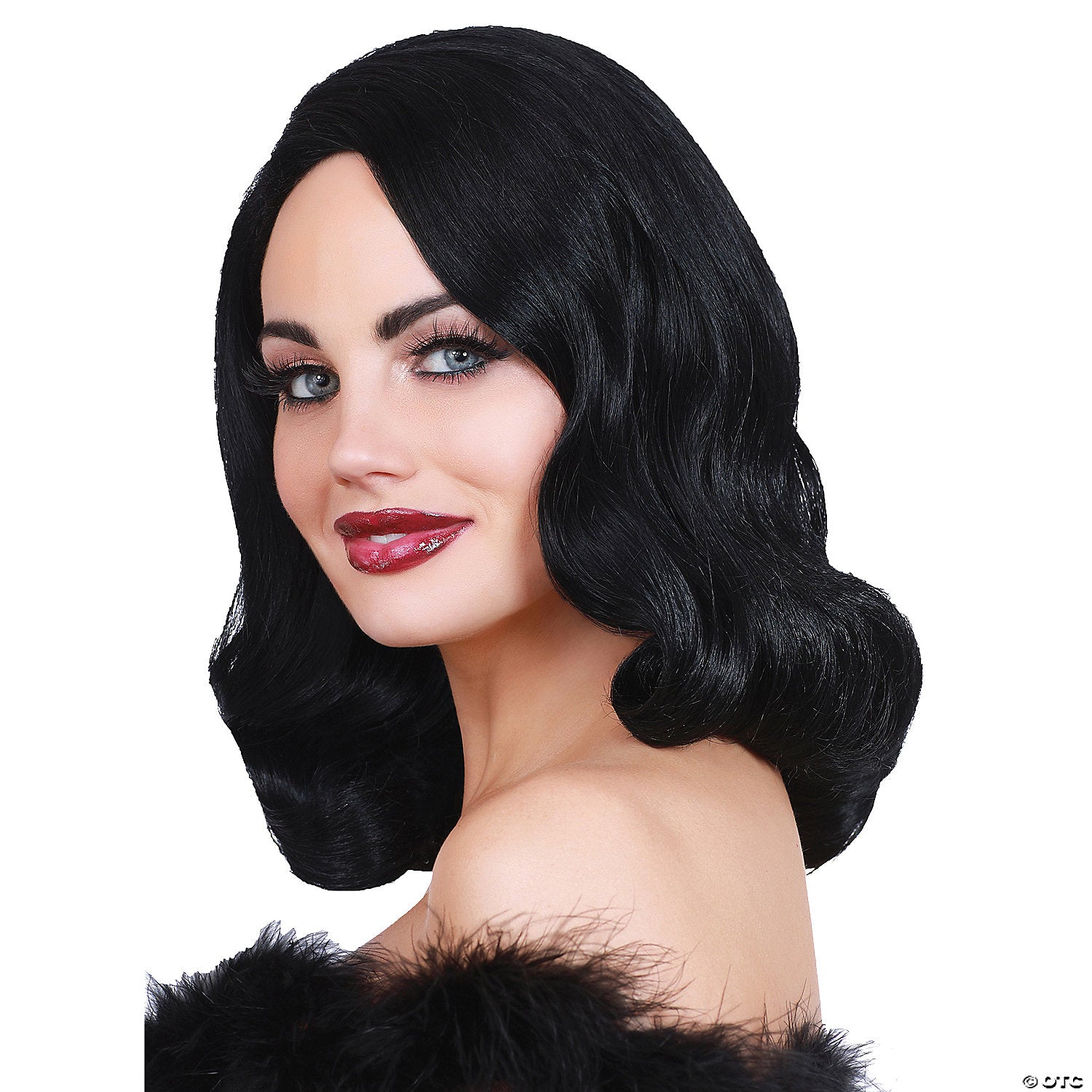 adults black wavy hollywood glamour wig~rl11702bk