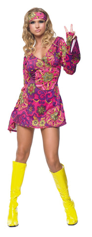 Women's Hippie Girl Dress Costume -Med/ Large
