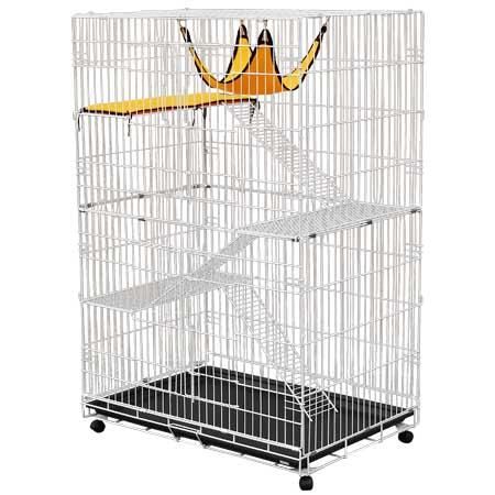 Metal Pet Crate Cat Cage Kennel Hammock Bed