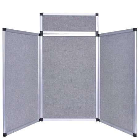 Tabletop Folding Panel Display 3 Panels with Header 6' Gray