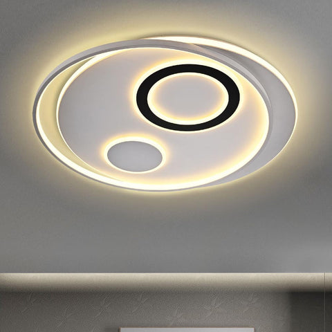 Modern Circle Ceiling Flush Light with Remote 70W 30 in.