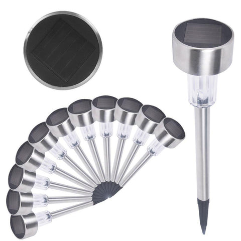 12x Solar Landscape Light White Outdoor Path Silver