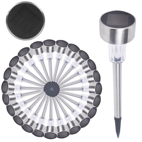 24x Solar Landscape Light White Outdoor Path Silver